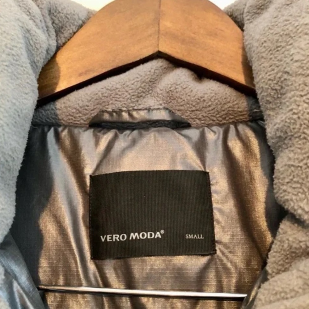 Vero Moda Iman 3/4 Puffer Thick Comfy Belted Hooded Winter Jacket Coat Grey - Picture 6 of 15